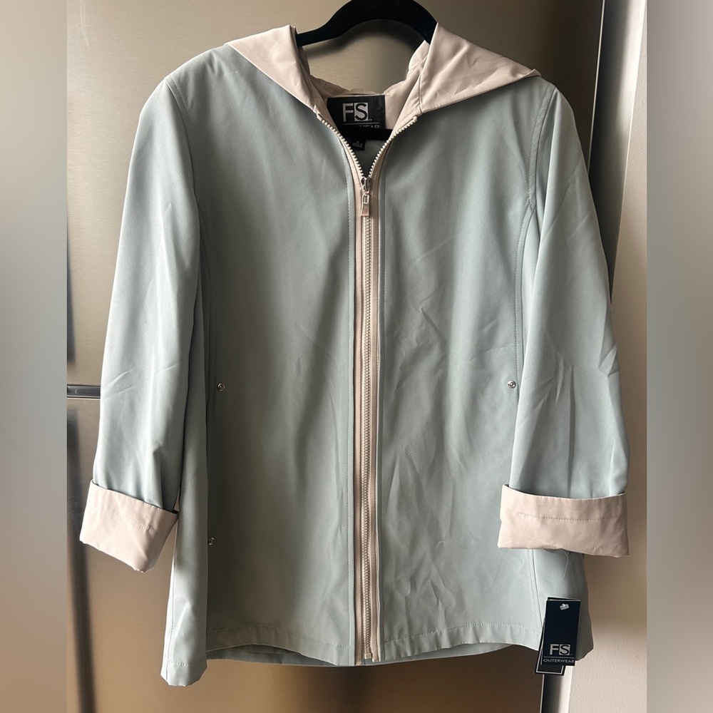 FS Outerwear Mint Hooded Rain Jacket Petite Medium Water Repellent